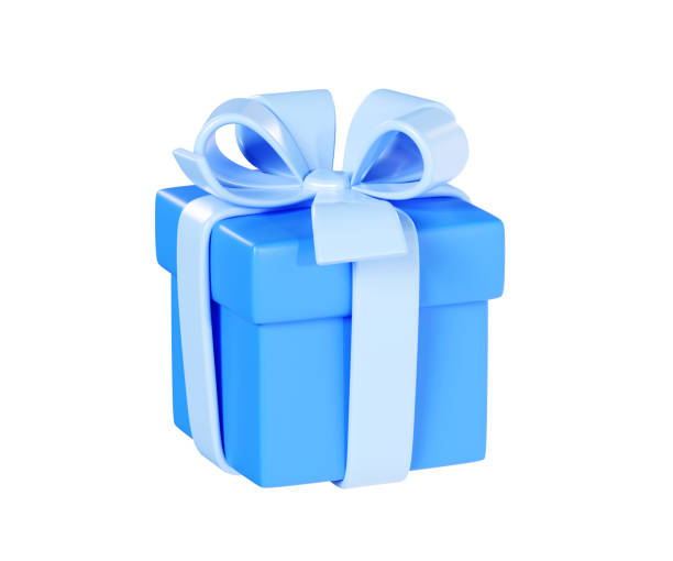 istock Blue gift box with ribbon and bow 3d render illustration 1669135215
