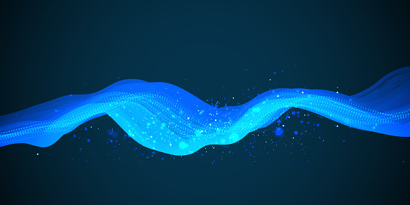 Abstract dot particle of blue design element on dark background. Technology futuristic concept. Vector illustration