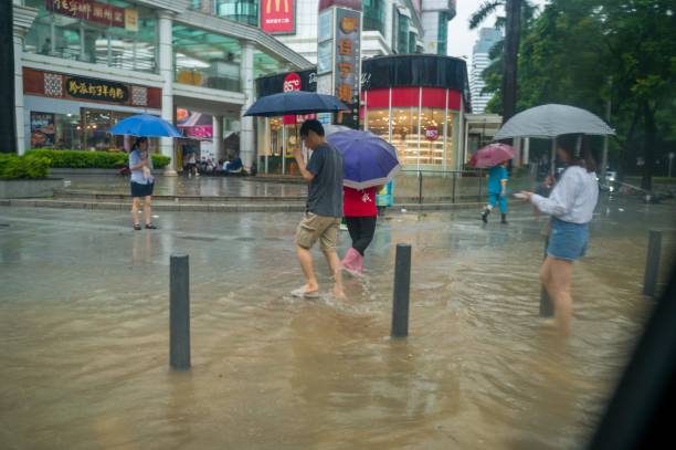 Storms Deluge Hong Kong, Shen Zhen and Other Southern Chinese Cities. September 8th 2023 stock photo