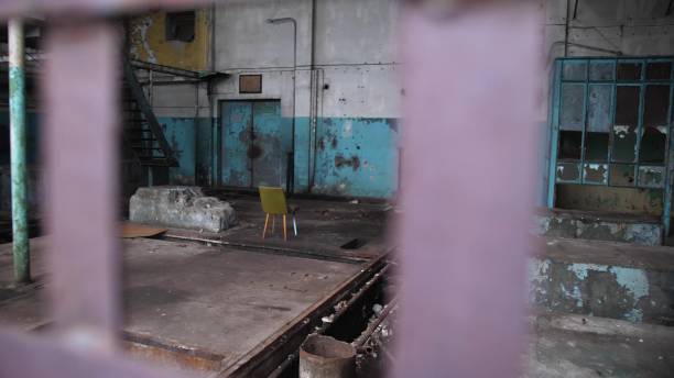 istock Abandoned Industrial Warehouse Factory Building Interior 1669211286