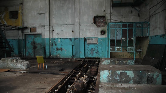 Abandoned Industrial Warehouse Factory Building Interior
