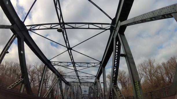 istock Driving Through Steel Bridge Construction Dash Cam POV 1669212855