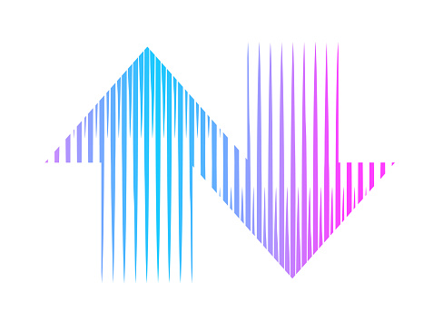 Up and down Arrow symbol with vertical stripes