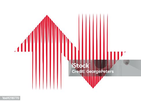 istock Up and down Arrow symbol with vertical stripes 1669218770