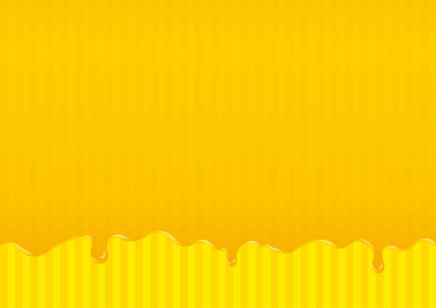 istock Illustration of delicious melted chocolate on yellow stripe background. 1669261752