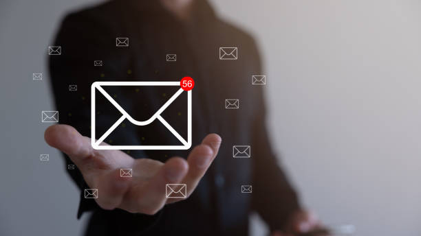 istock Businessman using smartphone with new email notification for business e-mail communication and digital marketing. Inbox receiving electronic message alert internet technology. 1669282247