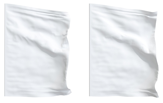 blank white flag on transparent background - mockup - 3D rendering