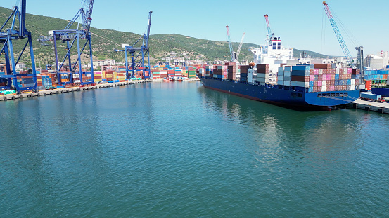 Aerial view of Huge Container Port in Kocaeli.