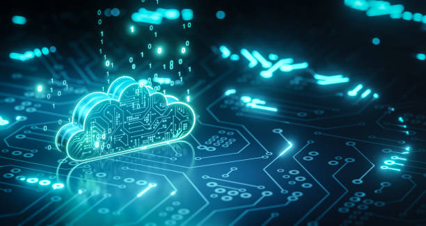 3d render cloud computing circuit board background - cloud computing stockfoto's en -beelden