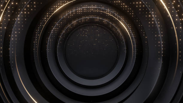 Circle Geometric gold black background. Circle Geometric gold black background, with stripe glowing vj day stock pictures, royalty-free photos & images