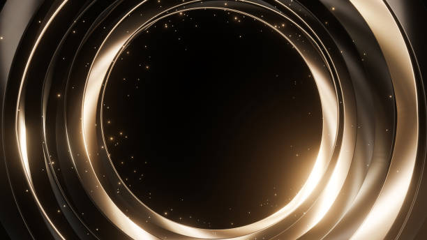 istock Circle geometric Gold black with particles background. 1669454499