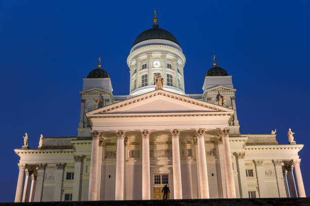 catedral luterana, helsínquia, finlândia - helsinki lutheran cathedral - fotografias e filmes do acervo