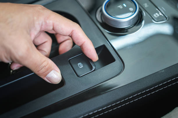 istock Active the car parking brake. 1669478485