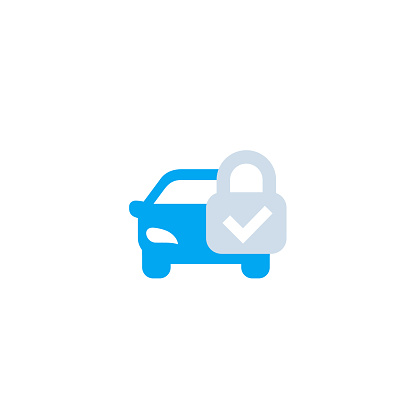 car alarm, protection icon with lock