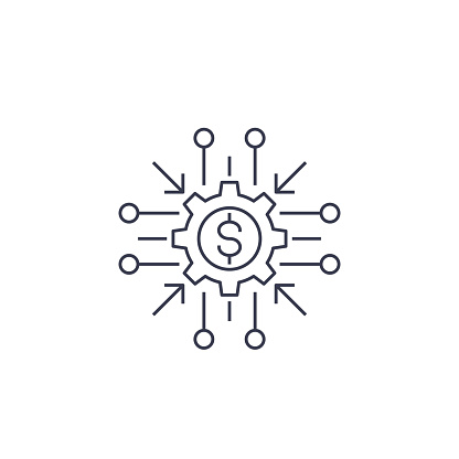 cost optimization, efficiency icon, line style vector