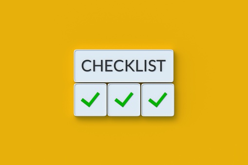 Certification criteria. Voting report. Fact check. Confirmed cases of the agreement. Questionnaire form. Verified options. Examination test. Word checklist and green check marks on buttons. 3d render