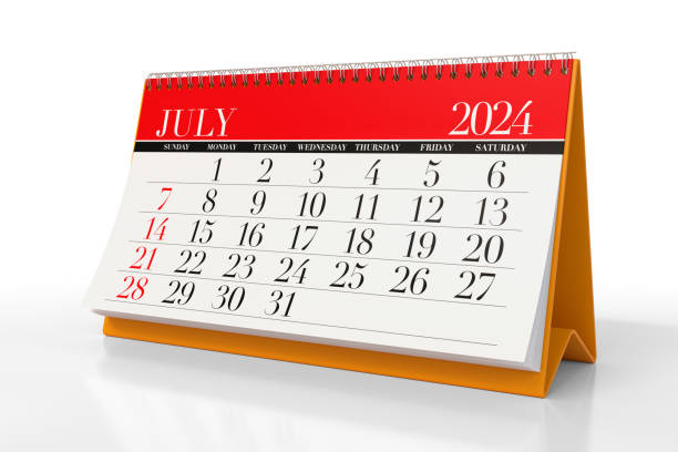 istock July 2024 Calendar. Isolated on white background. 3D Illustration 1669518130