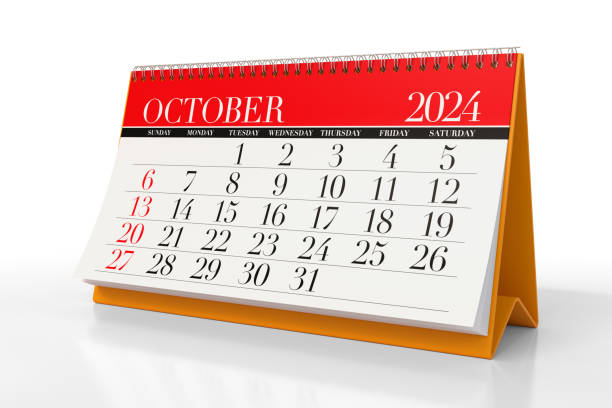 istock October 2024 Calendar. Isolated on white background. 3D Illustration 1669518136