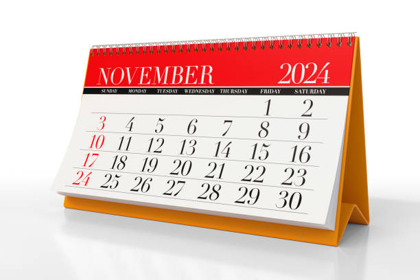 istock November 2024 Calendar. Isolated on white background. 3D Illustration 1669518145