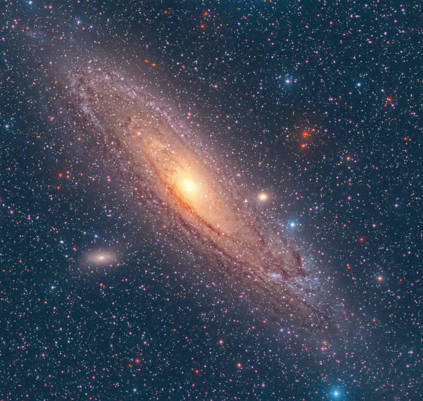 andromeda galaxy m31 telescope datos y procesos en vivo por simon bakewell - ring galaxy fotografías e imágenes de stock