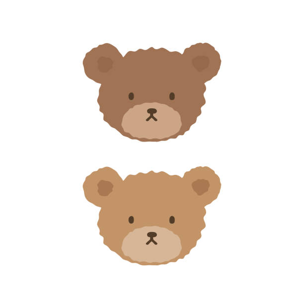 urocza ilustracja twarzy pluszowego misia - bear teddy bear characters hand drawn stock illustrations