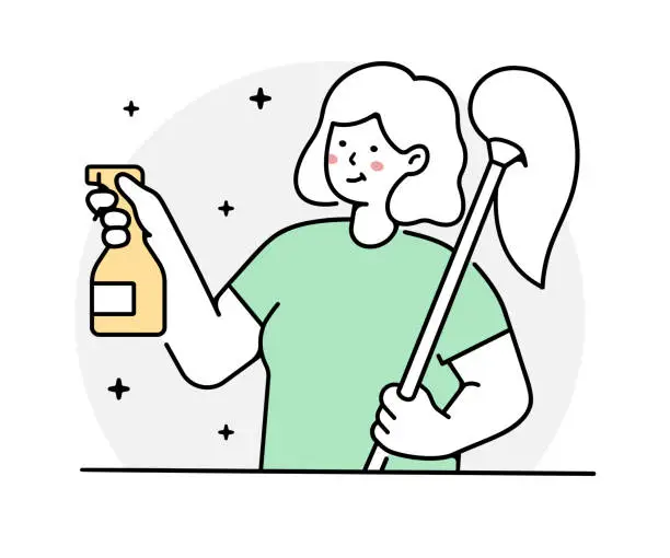 Vector illustration of Cleaning Lady at Work - Flat Design Illustration
