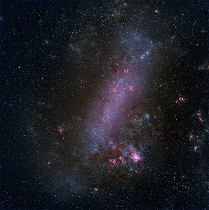 The Large Magellanic Cloud is a satellite galaxy of the Milky Way. At a distance of around 50 kiloparsecs, the LMC is the second- or third-closest galaxy to the Milky Way