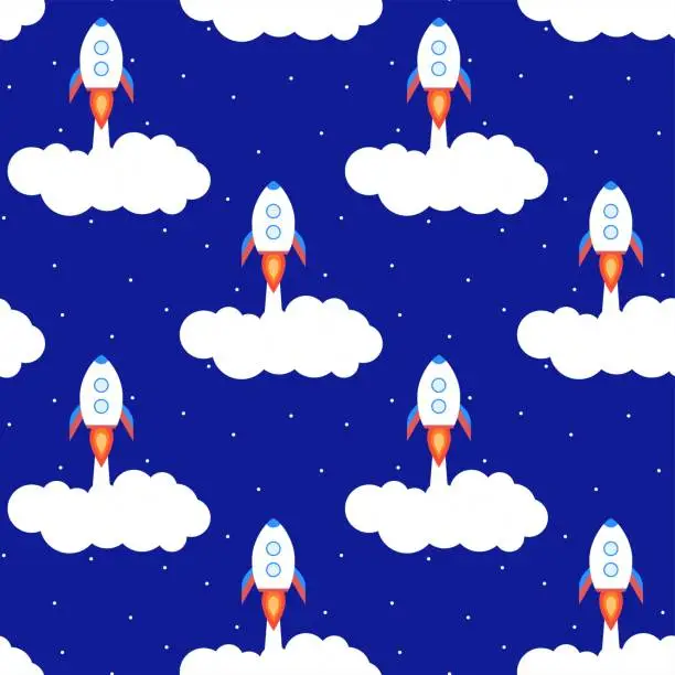 Vector illustration of Space pattern with rockets vector