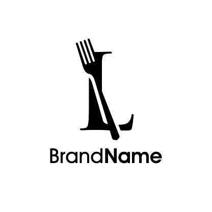 Simple, Modern and Elegant illustration logo design initial L combine with fork. Logo recommended for business related Beverages, Restaurant, Cafe and Food.