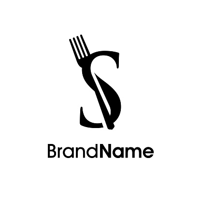 Simple, Modern and Elegant illustration logo design initial S combine with fork. Logo recommended for business related Beverages, Restaurant, Cafe and Food.