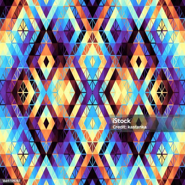 Geometric Abstract Triangles Pattern Aztec Style Seamless Vector Image ...