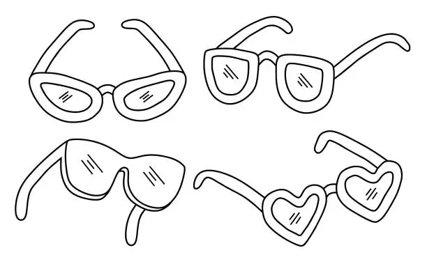 Vector illustration of Hand drawn doodle of sunglasses isolated on white background.