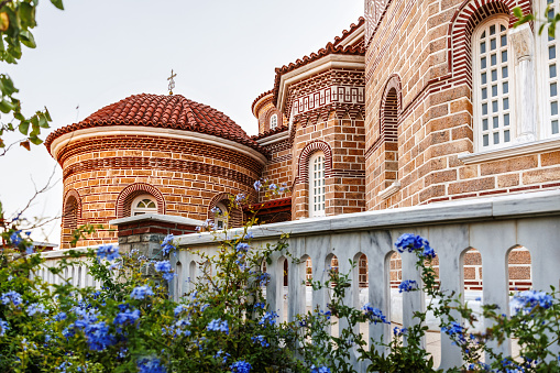 Monastery of Dormition of Holy Mary, Panagia Evrou, Orthodox Monastery, Makri Evros Greece, catholic church in Byzantine style.