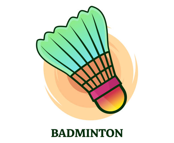 illustrazioni stock, clip art, cartoni animati e icone di tendenza di colorato design del campionato sportivo di badminton professionale. vettore del modello sportivo di badminton. concetto di club sportivo. - tennis court tennis ball racket