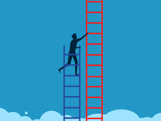 istock New business transformation. Businessman climbs the stairs to change direction 1669778265
