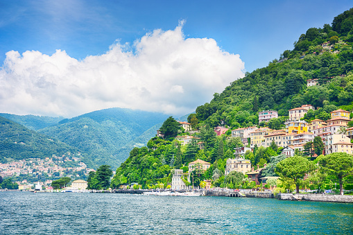 View of Lake Como (Lago di Como) in a sunny day, Italian Lake District