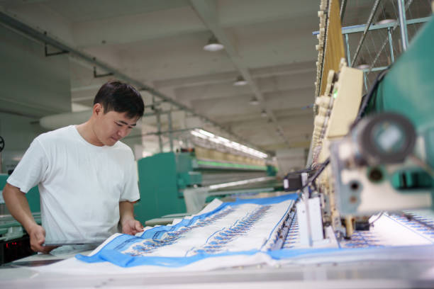 istock Male worker is looking at the loom 1669835119