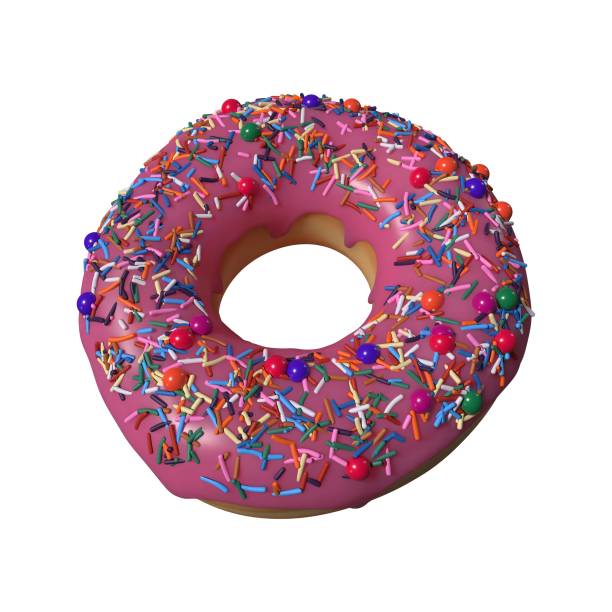 istock Pink Donut with Sprinkles 3D Illustration in White Background 1669837345