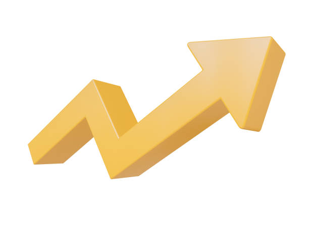 istock White background with yellow zigzag arrow graphic material image. 1669856130