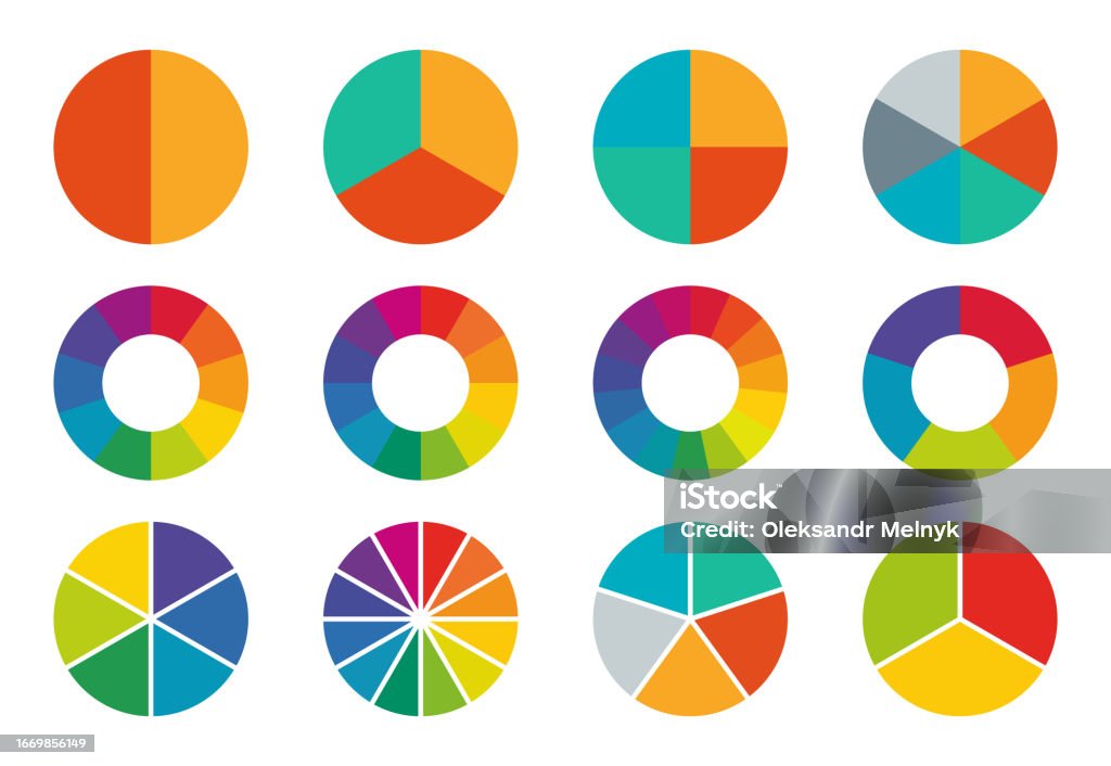 Color Chart Round Colorful Round Pie Charts And Diagrams Vector Presentation Elements Set ...
