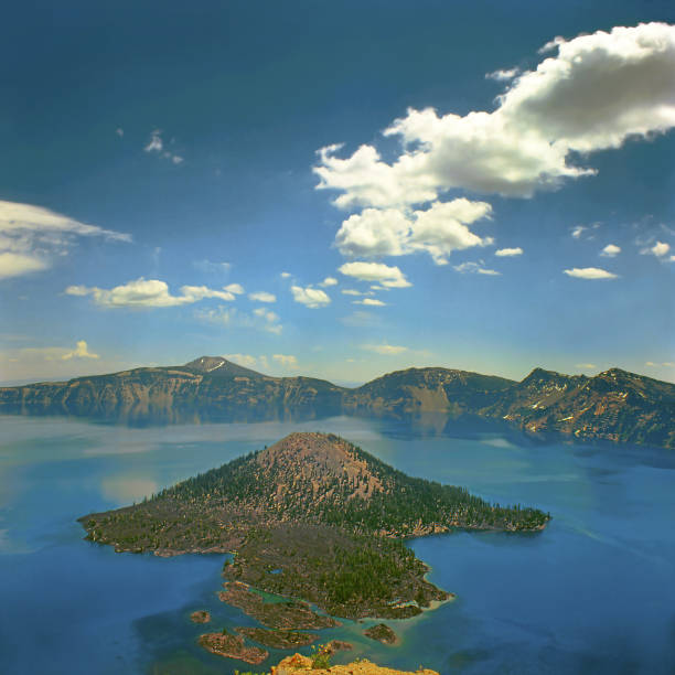 Crater Lake, caldera, Oregon, USA - a famous volcanic lake in a crater with several islets