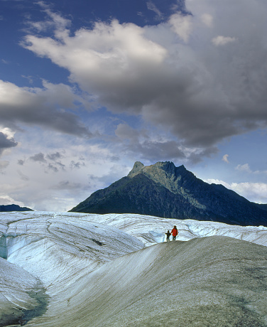 Root Glacier Trail, Wrangell-St.Elias Elias National Park, Alaska, UNESCO World Heritage Site - a wrinkled massive glacier in the National Park