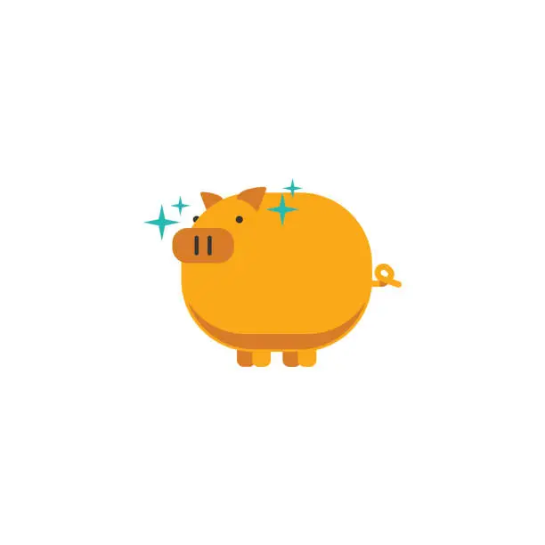 Vector illustration of Illustration of banking concept and money investment, a gold piggy bank full and ready to be invested.