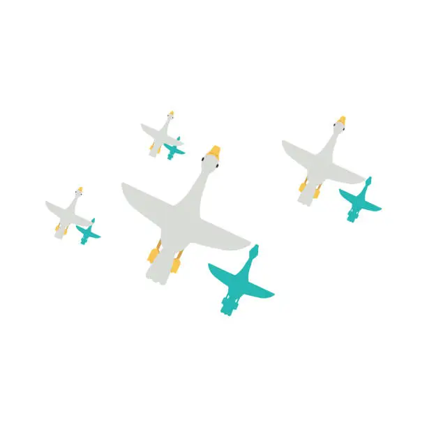 Vector illustration of Illustration of banking concept and money investment, financial freedom and planing for retirement. Migratory birds.