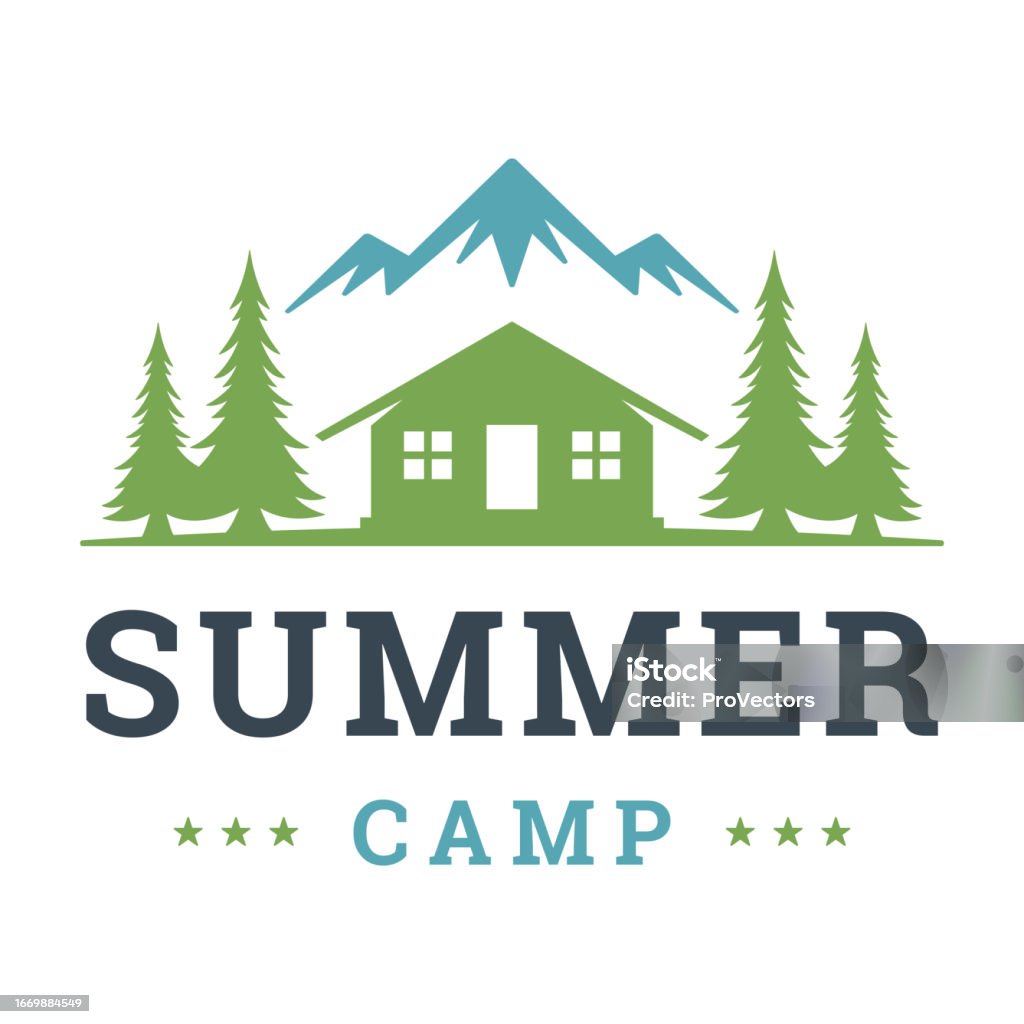 Camp Design Vector Summer Camp Expedition Design Template Green Forest Hut Mountain Vector ...