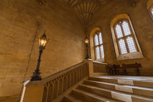An ornate staircase in Christ Church College, OxfordSee more Historic Buildings