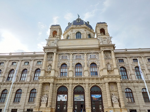 Vienna, Austria - June 7, 2023: Facade view of Museum of Natural History Vienna, Austria