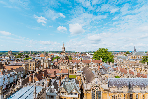 A high landscape view of Oxford in the United Kingdom