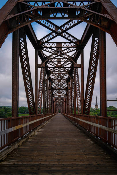 Fredericton Railway Bridge or Bill Thorpe Walking Bridge over St John River in New Brunswick, Canada