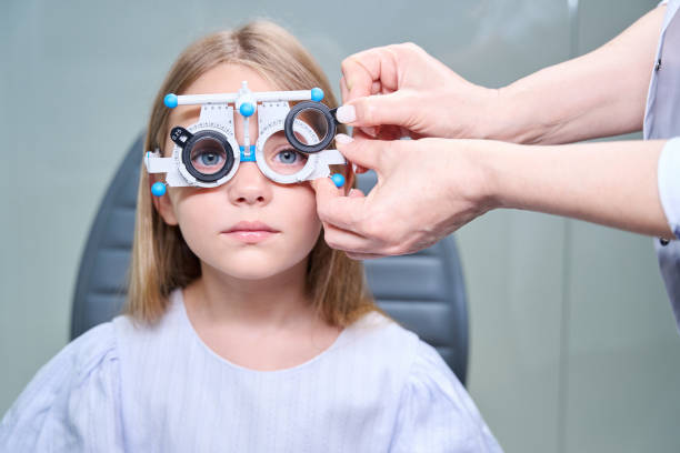 istock Experienced optometrist conducting subjective refraction test on little girl 1669935646